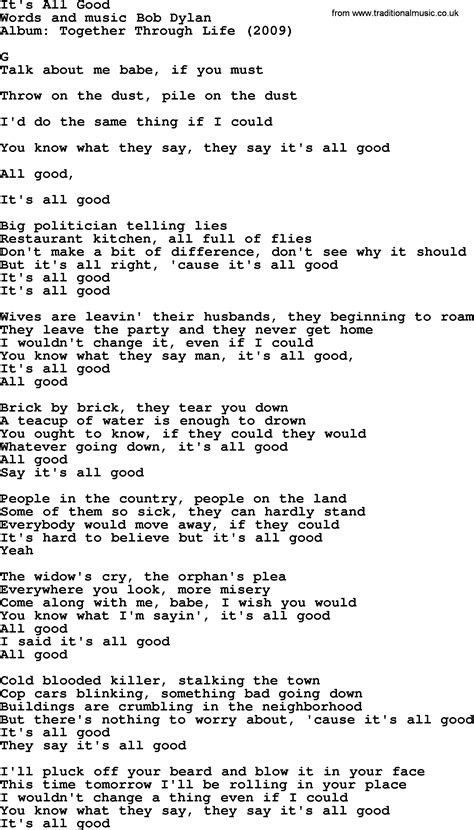 it's all good lyrics